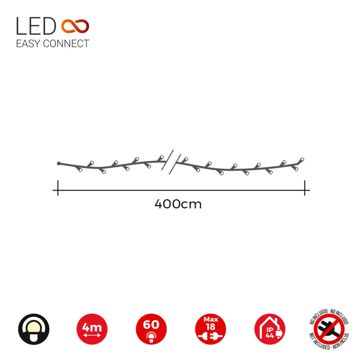 LED gaismu vītne EDM 71251 4 m Balts